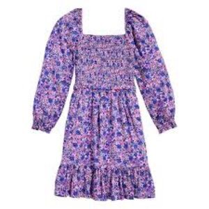 Vineyard Vines Floral Long Sleeve Dress Small 8/10 pink purple blue flowers